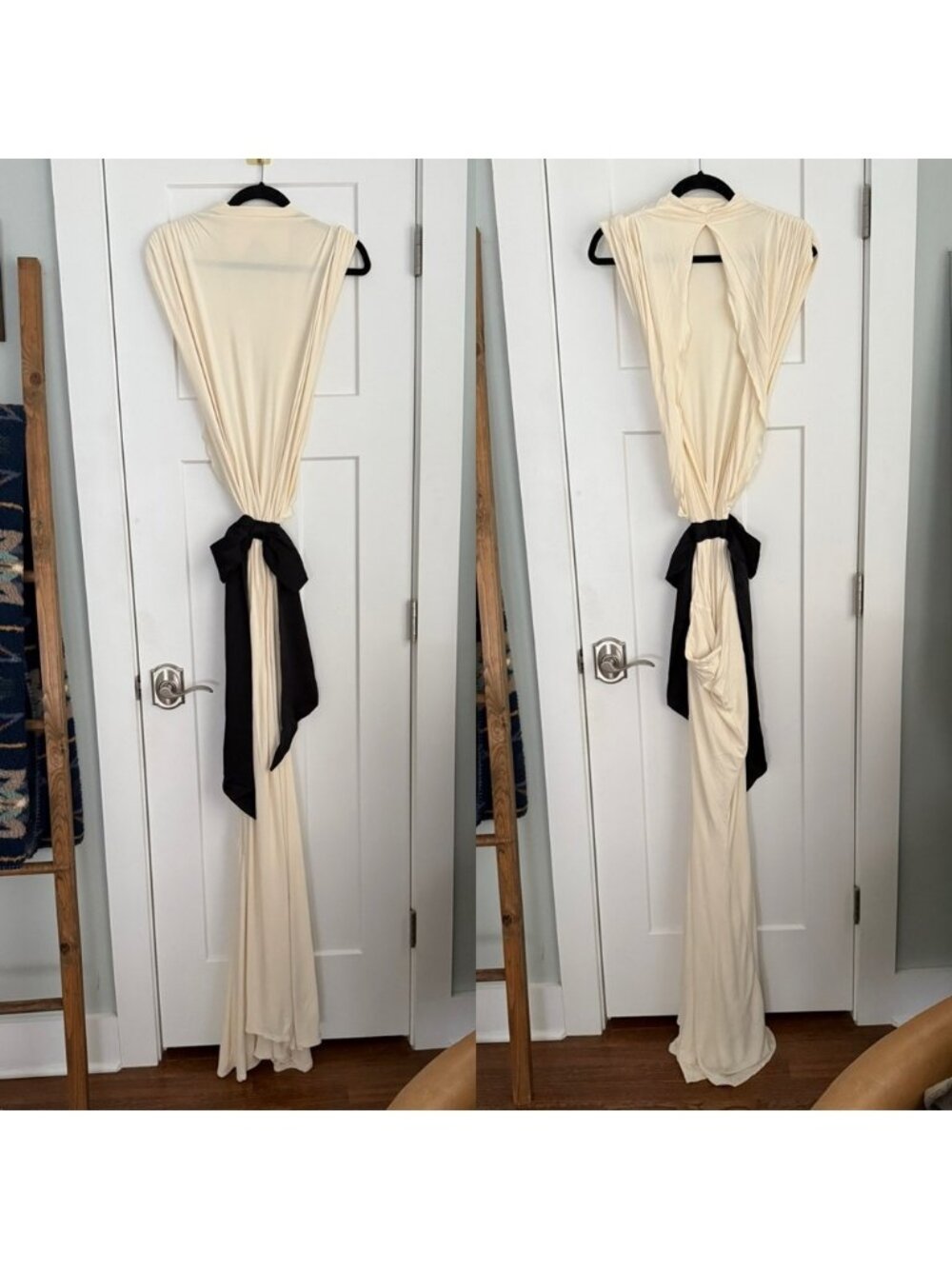 HELSA Constantina Jersey Maxi Dress Cream Black NEW with tags - Picture 3 of 11